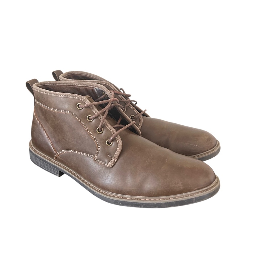 Perry Ellis Portfolio Kale Chukka Boots Ankle Brown Leather Size 11.5